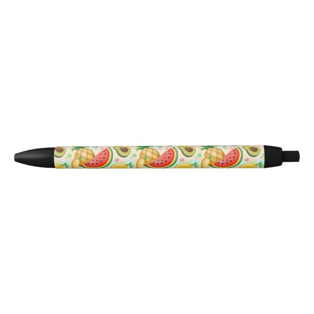 Fresh Summer Fruits Pattern Black Ink Pen (Front)