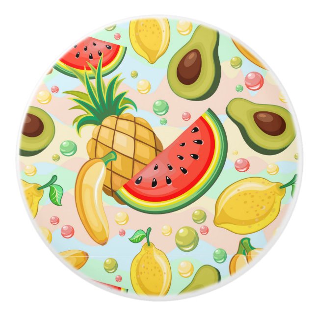 Fresh Summer Fruits Pattern Ceramic Knob (Front)