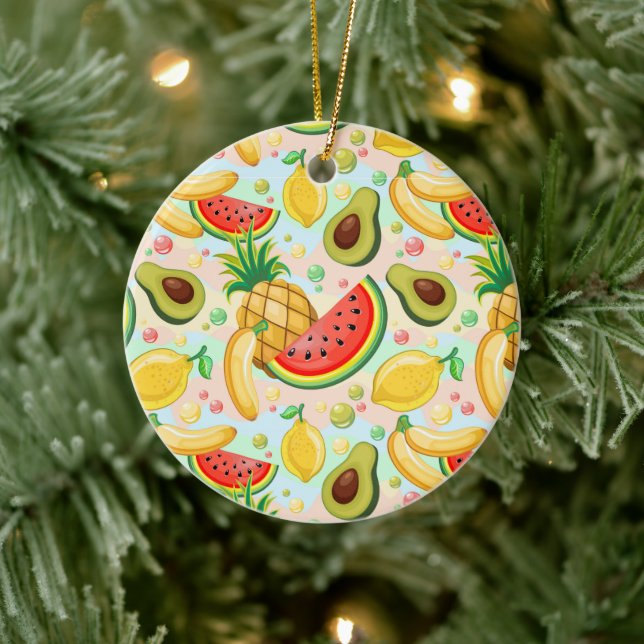 Fresh Summer Fruits Pattern Ceramic Tree Decoration (Tree)