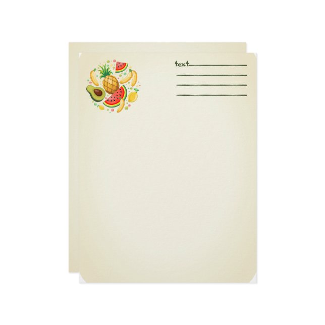 Fresh Summer Fruits Pattern Custom Letterhead (Front/Back In Situ)