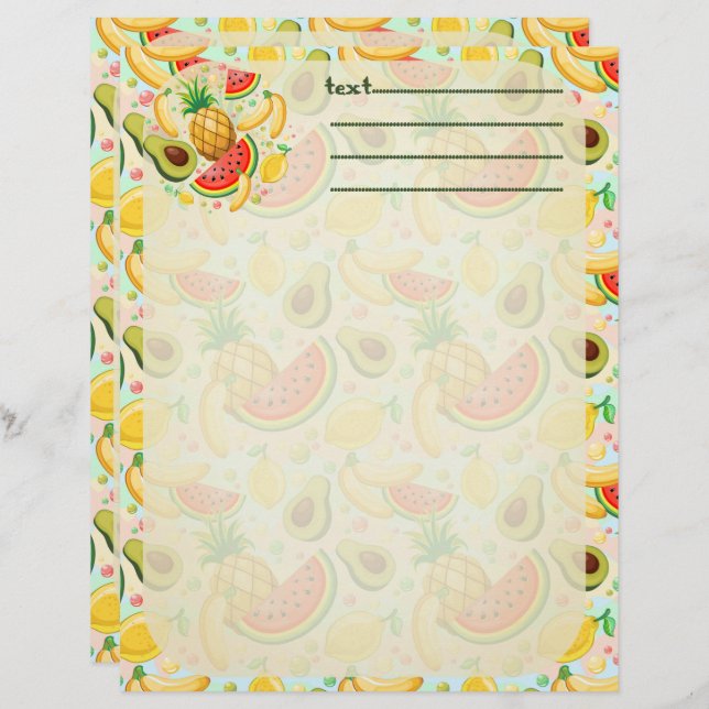 Fresh Summer Fruits Pattern Custom Letterhead (Front/Back)