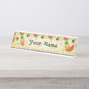 Fresh Summer Fruits Pattern Desk Name Plate