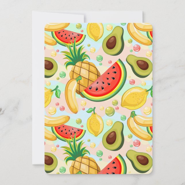 Fresh Summer Fruits Pattern Invitation (Front)