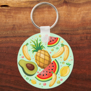 Fresh Summer Fruits Pattern Key Ring