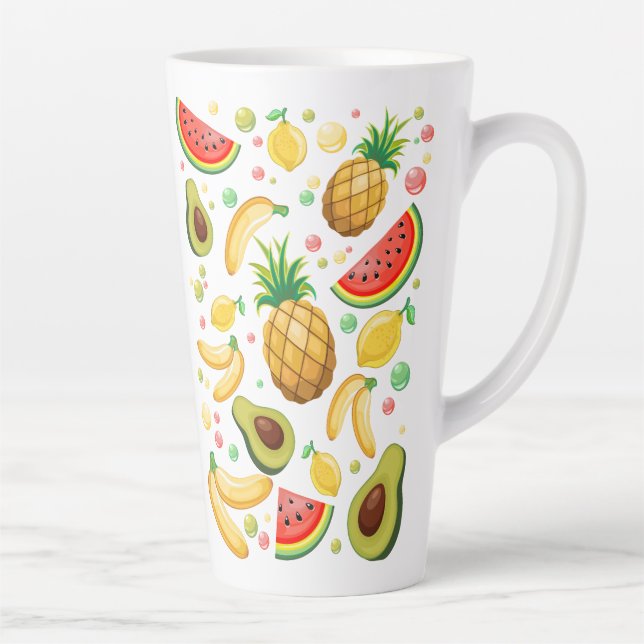 Fresh Summer Fruits Pattern Latte Mug (Right)
