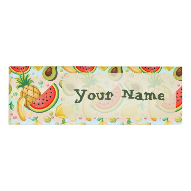Fresh Summer Fruits Pattern Name Tag (Front)