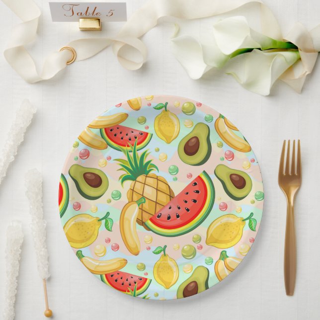 Fresh Summer Fruits Pattern Paper Plate (Wedding)