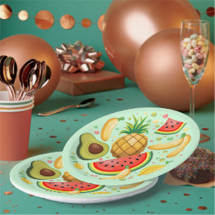 Fresh Summer Fruits Pattern Paper Plate
