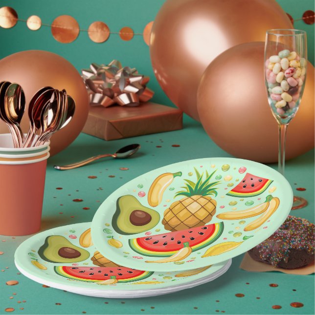Fresh Summer Fruits Pattern Paper Plate (Multi)