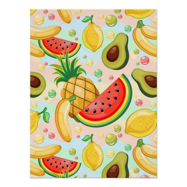 Fresh Summer Fruits Pattern Poster (Front)