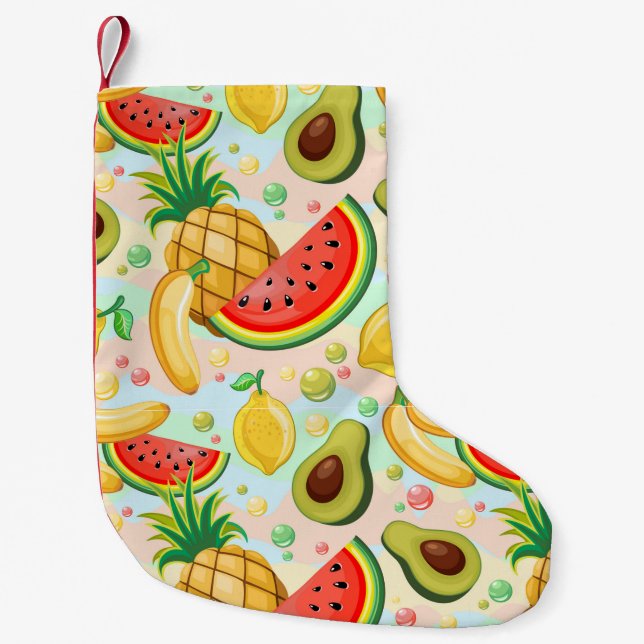 Fresh Summer Fruits Pattern Small Christmas Stocking (Front)