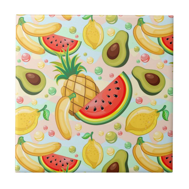 Fresh Summer Fruits Pattern Tile (Front)
