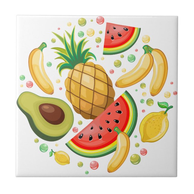 Fresh Summer Fruits Pattern Tile (Front)