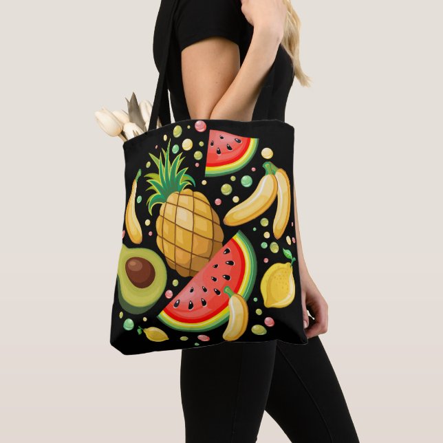Fresh Summer Fruits Pattern Tote Bag (Close Up)