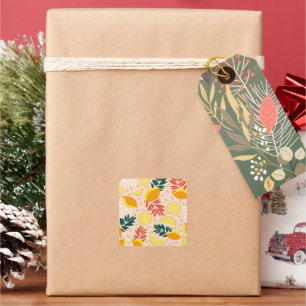 Fresh Summer Gold Lemon Fruit Square Sticker