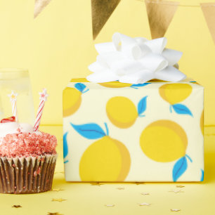 Fresh Summer Lemon Print Bright Yellow Seamless Wrapping Paper