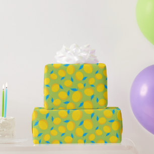 Fresh Summer Lemons Green Seamless Birthday Gift Wrapping Paper