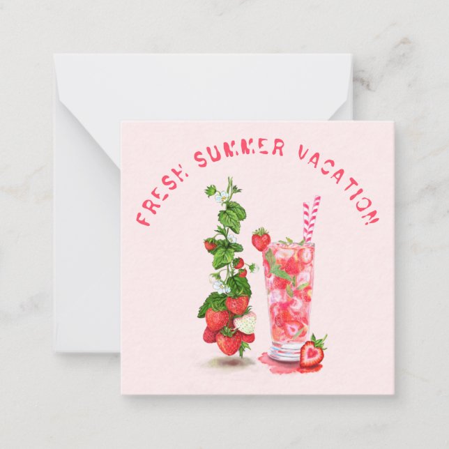 Fresh Summer Vacation Card Strawberry Drink (Front)