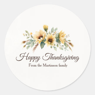 Fresh Sunflowers Floral Thanksgiving Classic Round Sticker