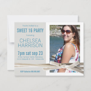 Fresh Sweet 16 Photo Birthday Party Invitation
