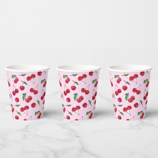 Fresh Sweet Cherries Paper Cups (Multi)