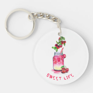 Fresh Sweet Cherry Juice Cool Drink - Summer Fruit Key Ring