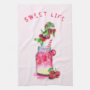 Fresh Sweet Cherry Juice Cool Drink - Summer Party Tea Towel