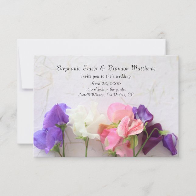 Fresh sweet peas invitation (Front)