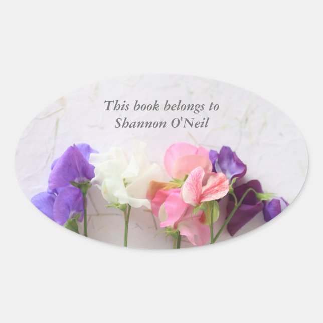 Fresh sweet peas oval sticker (Front)