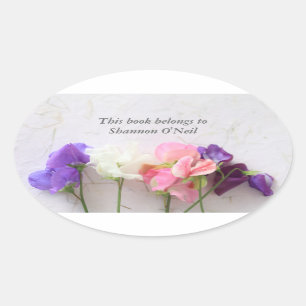 Fresh sweet peas oval sticker