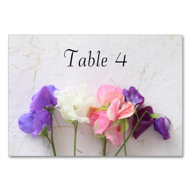 Fresh sweet peas table number (Front)