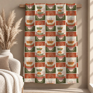 Fresh Terracotta Rust Boho Rainbow Blanket Art