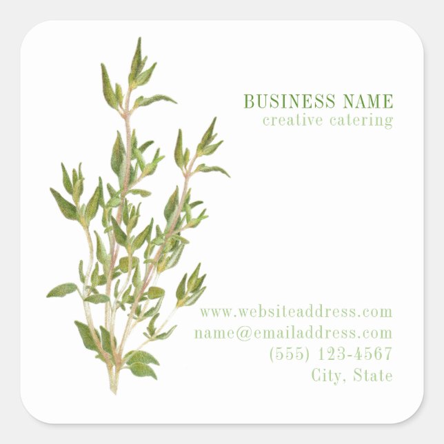 FRESH THYME Biz ID Small Square Stickers (Front)
