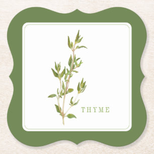 FRESH THYME Bracket Paper Coasters (+text) Green