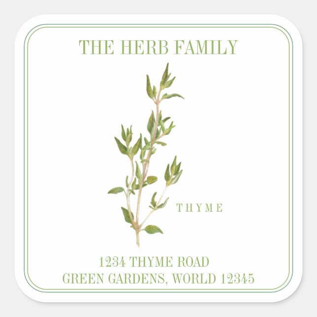 FRESH THYME Large Square Address Envelope Seals (Front)
