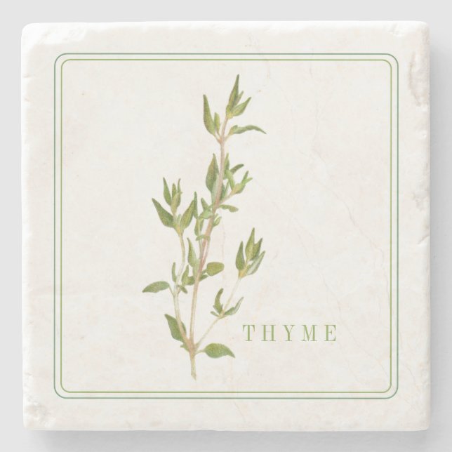 FRESH THYME Marble Stone Coaster (+text) (Front)