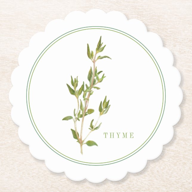 FRESH THYME Scalloped Round Coasters (+text) (Front)