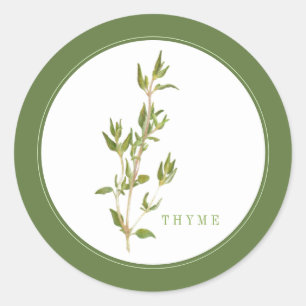 FRESH THYME Small Round Stickers (+text) Green
