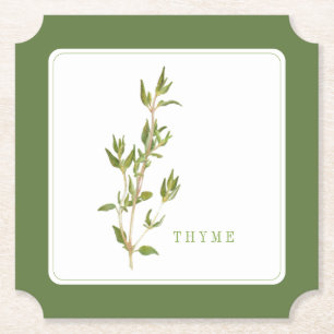 FRESH THYME Ticket Paper Coasters (+text) Green