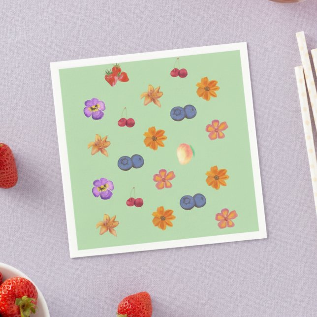 Fresh to the Market First Birthday Theme – Floral Napkin (Celebrate your little one’s first birthday with a fresh and vibrant theme!)