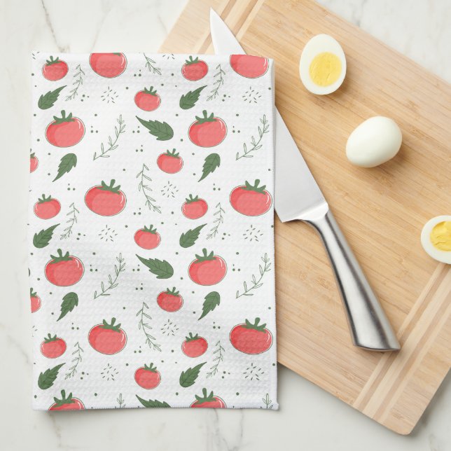 Fresh Tomato Pattern  Tea Towel (Quarter Fold)