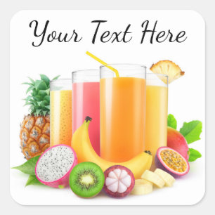 Fresh tropical juices square sticker