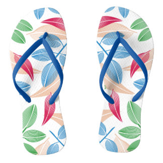 Fresh tropical leaves flip flops