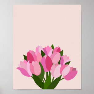 Fresh Tulips Pink Flowers Poster
