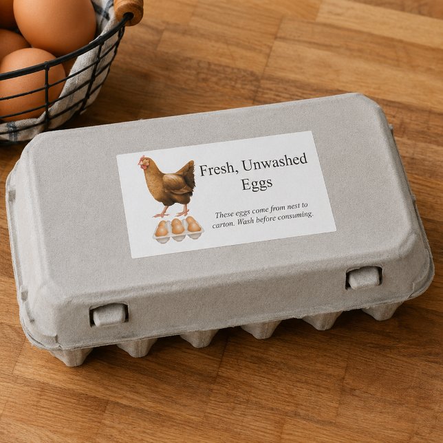 Fresh Unwashed Eggs Farm Label Sticker (Creator Uploaded)