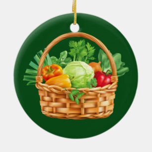 FRESH VEGETABLES BASKET CERAMIC TREE DECORATION