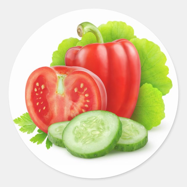 Fresh vegetables classic round sticker (Front)