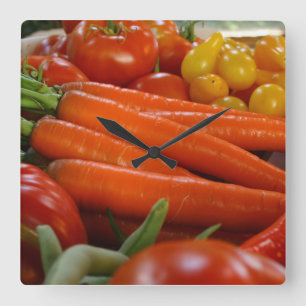 Fresh Vegetables Harvest Square Wall Clock