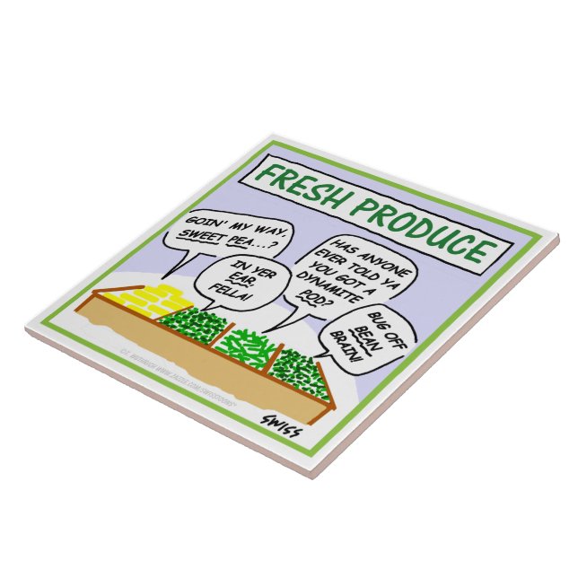 Fresh Vegetables Humourous Cartoon Kitchen Tile (Side)