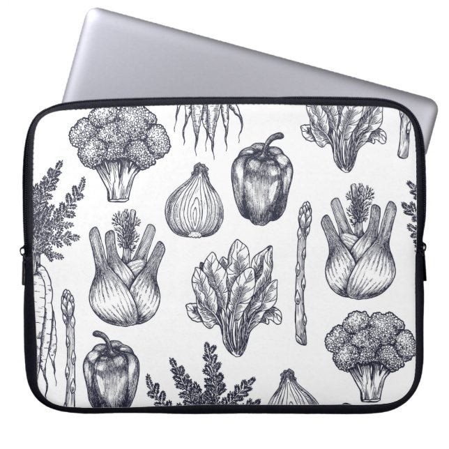 Fresh vegetables seamless pattern. Broccoli, carro Laptop Sleeve (Front)